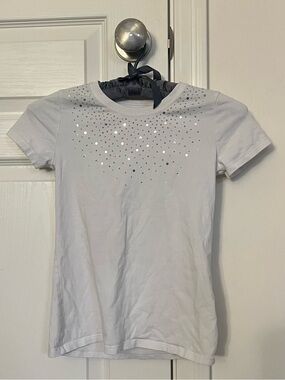 Faded Glory White Short-Sleeve Tee with Rhinestone Detail